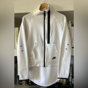 Nike Tech Fleece Moto Cape White Mock Neck Jacket Women's large Style 642688 100